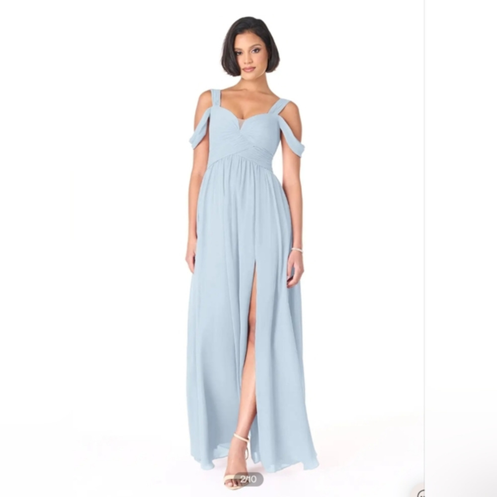 Azazie Lianne‎ Size 12 Bridesmaid Dress, Mist, Chiffon